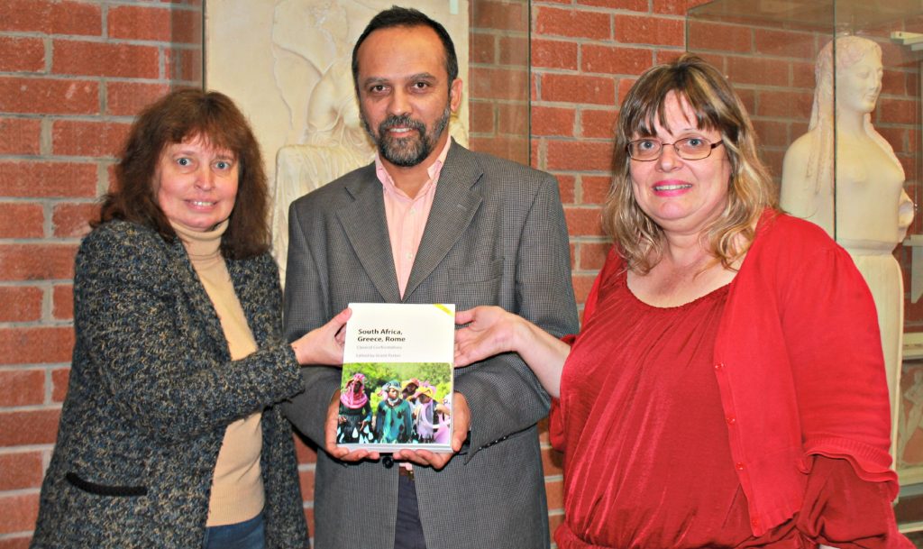 Seen with the book: South Africa, Greece, Rome: Classical Confrontations is (from left) Dr Elke Steinmeyer, Professor Grant Parker and Dr Suzanne Sharland.